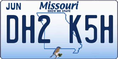MO license plate DH2K5H