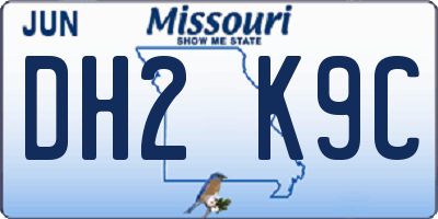 MO license plate DH2K9C