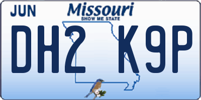 MO license plate DH2K9P