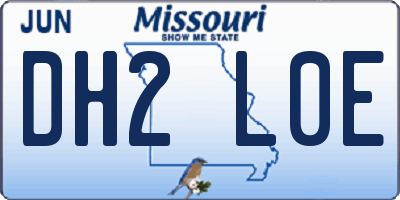MO license plate DH2L0E