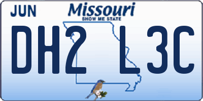 MO license plate DH2L3C
