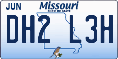 MO license plate DH2L3H