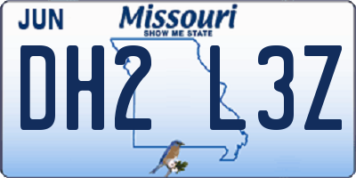 MO license plate DH2L3Z
