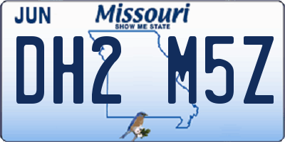 MO license plate DH2M5Z