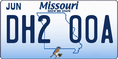 MO license plate DH2O0A