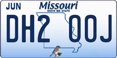 MO license plate DH2O0J