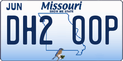 MO license plate DH2O0P