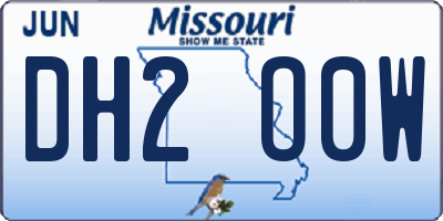 MO license plate DH2O0W