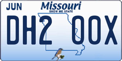 MO license plate DH2O0X