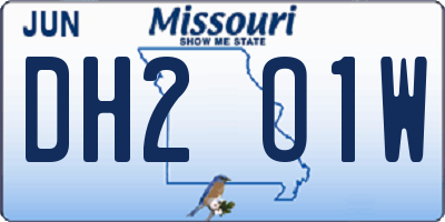 MO license plate DH2O1W