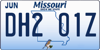 MO license plate DH2O1Z