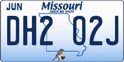 MO license plate DH2O2J
