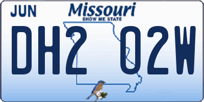 MO license plate DH2O2W