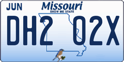 MO license plate DH2O2X