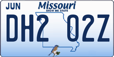 MO license plate DH2O2Z