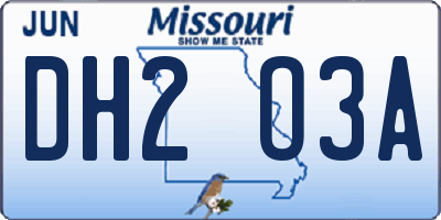 MO license plate DH2O3A