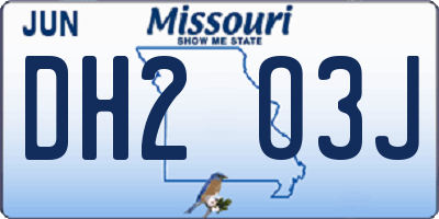 MO license plate DH2O3J