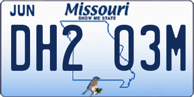 MO license plate DH2O3M
