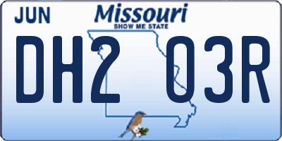 MO license plate DH2O3R