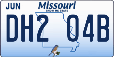 MO license plate DH2O4B
