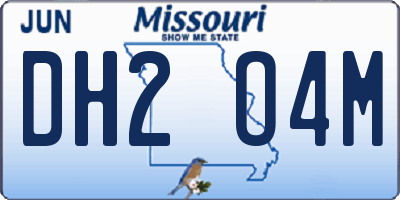 MO license plate DH2O4M