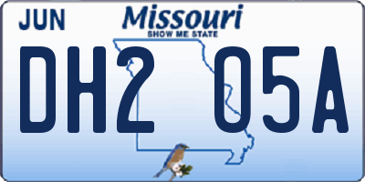 MO license plate DH2O5A