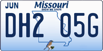MO license plate DH2O5G
