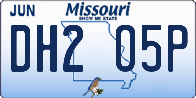 MO license plate DH2O5P