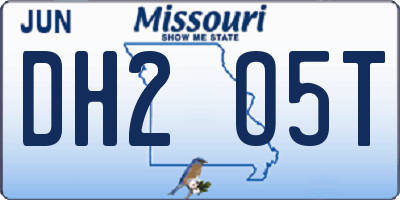 MO license plate DH2O5T