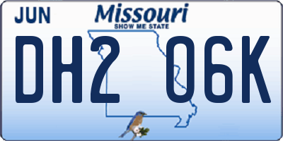 MO license plate DH2O6K