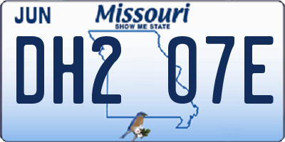 MO license plate DH2O7E