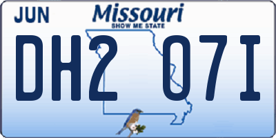 MO license plate DH2O7I