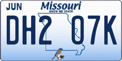 MO license plate DH2O7K