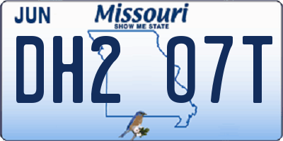 MO license plate DH2O7T
