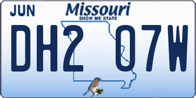 MO license plate DH2O7W
