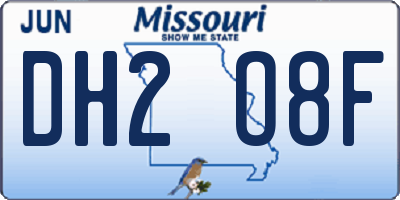 MO license plate DH2O8F