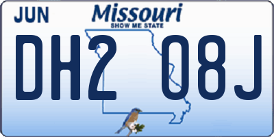 MO license plate DH2O8J