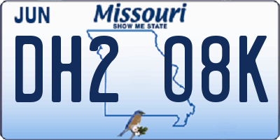 MO license plate DH2O8K