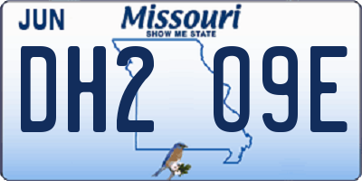 MO license plate DH2O9E