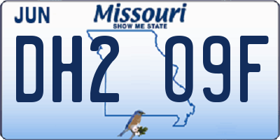 MO license plate DH2O9F