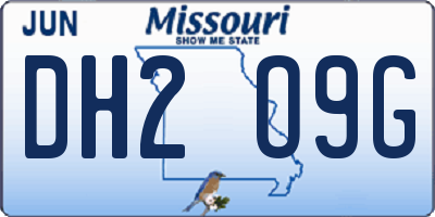 MO license plate DH2O9G