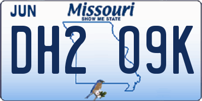 MO license plate DH2O9K