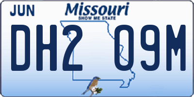 MO license plate DH2O9M