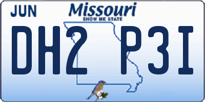 MO license plate DH2P3I
