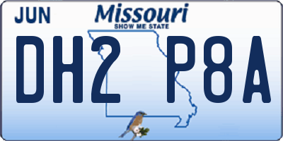 MO license plate DH2P8A