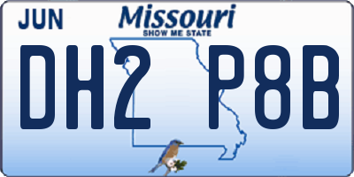 MO license plate DH2P8B