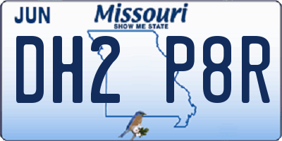 MO license plate DH2P8R