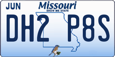 MO license plate DH2P8S