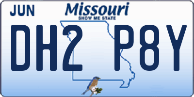 MO license plate DH2P8Y