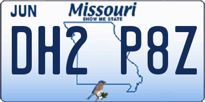 MO license plate DH2P8Z